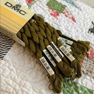 DMC Olive Green Embroidery Floss 12 pc pearl cotton